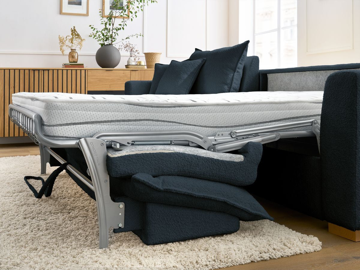 Augustin - Sofá esquinero reversible convertible con apertura exprés - Tejido bouclé