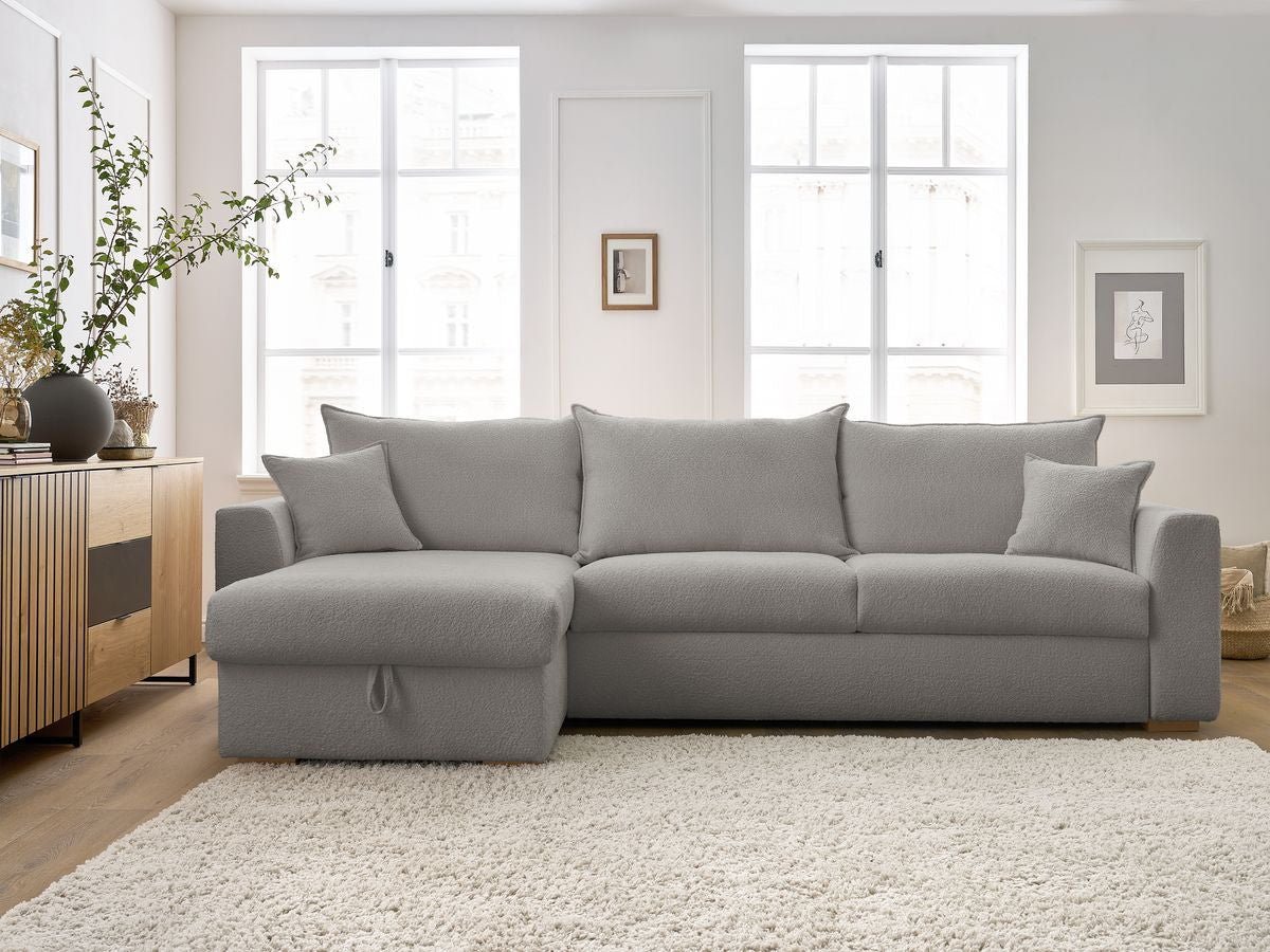 Augustin - Sofá esquinero reversible convertible con apertura exprés - Tejido bouclé