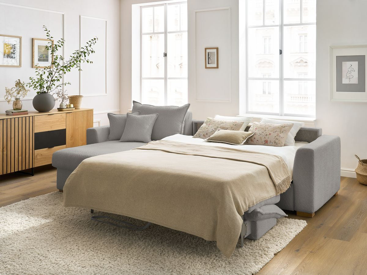 Augustin - Sofá esquinero reversible convertible con apertura exprés - Tejido bouclé