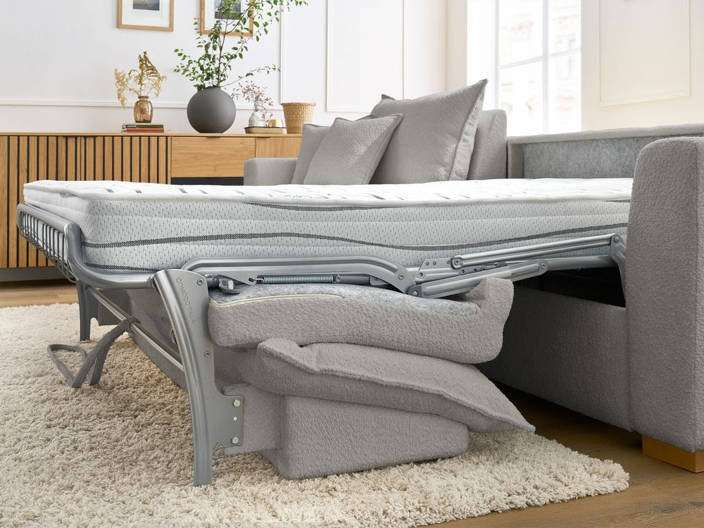 Augustin - Sofá esquinero reversible convertible con apertura exprés - Tejido bouclé
