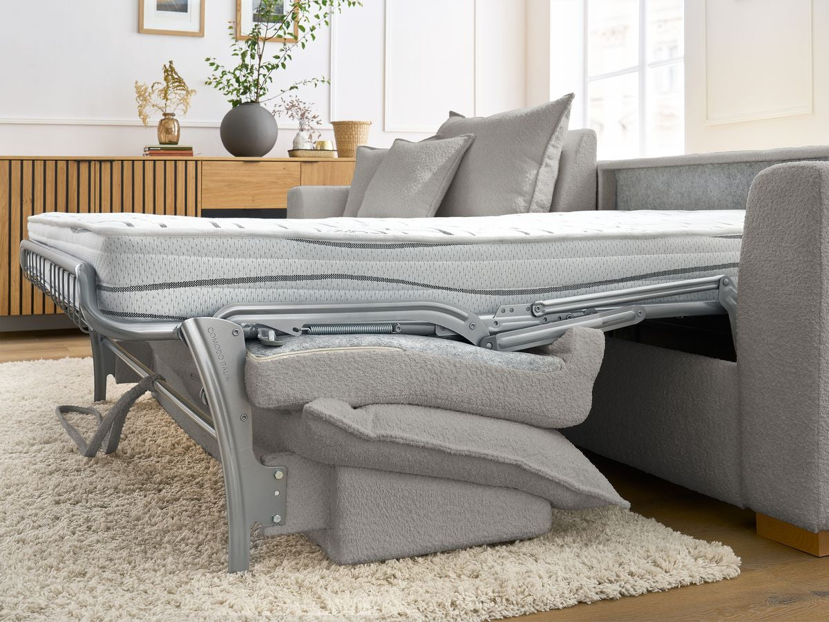 Augustin - Sofá esquinero reversible convertible con apertura exprés - Tejido bouclé