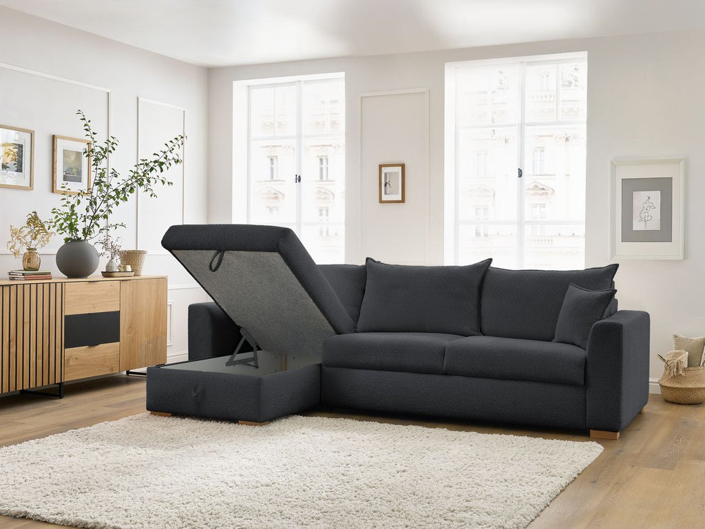 Augustin - Sofá esquinero reversible convertible con apertura exprés - Tejido bouclé