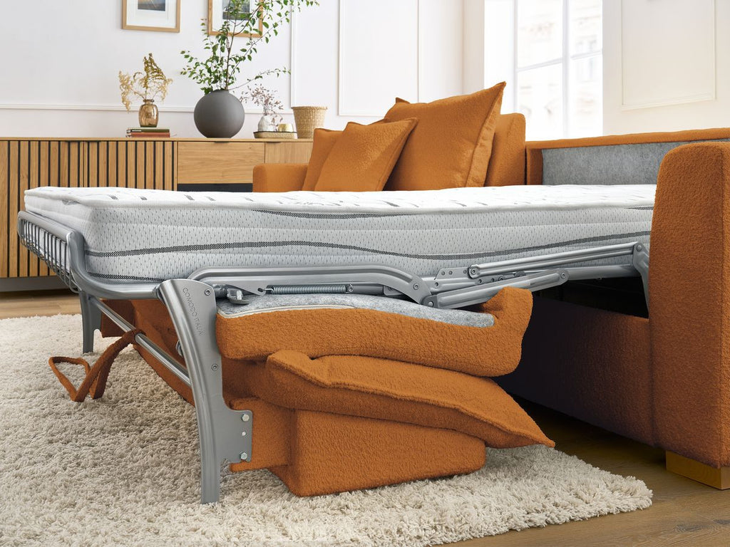 Augustin - Sofá esquinero reversible convertible con apertura exprés - Tejido bouclé