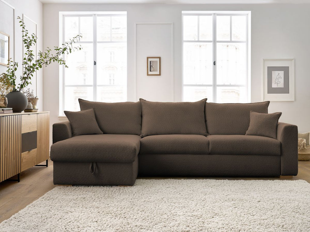 Augustin - Sofá esquinero reversible convertible con apertura exprés - Tejido bouclé