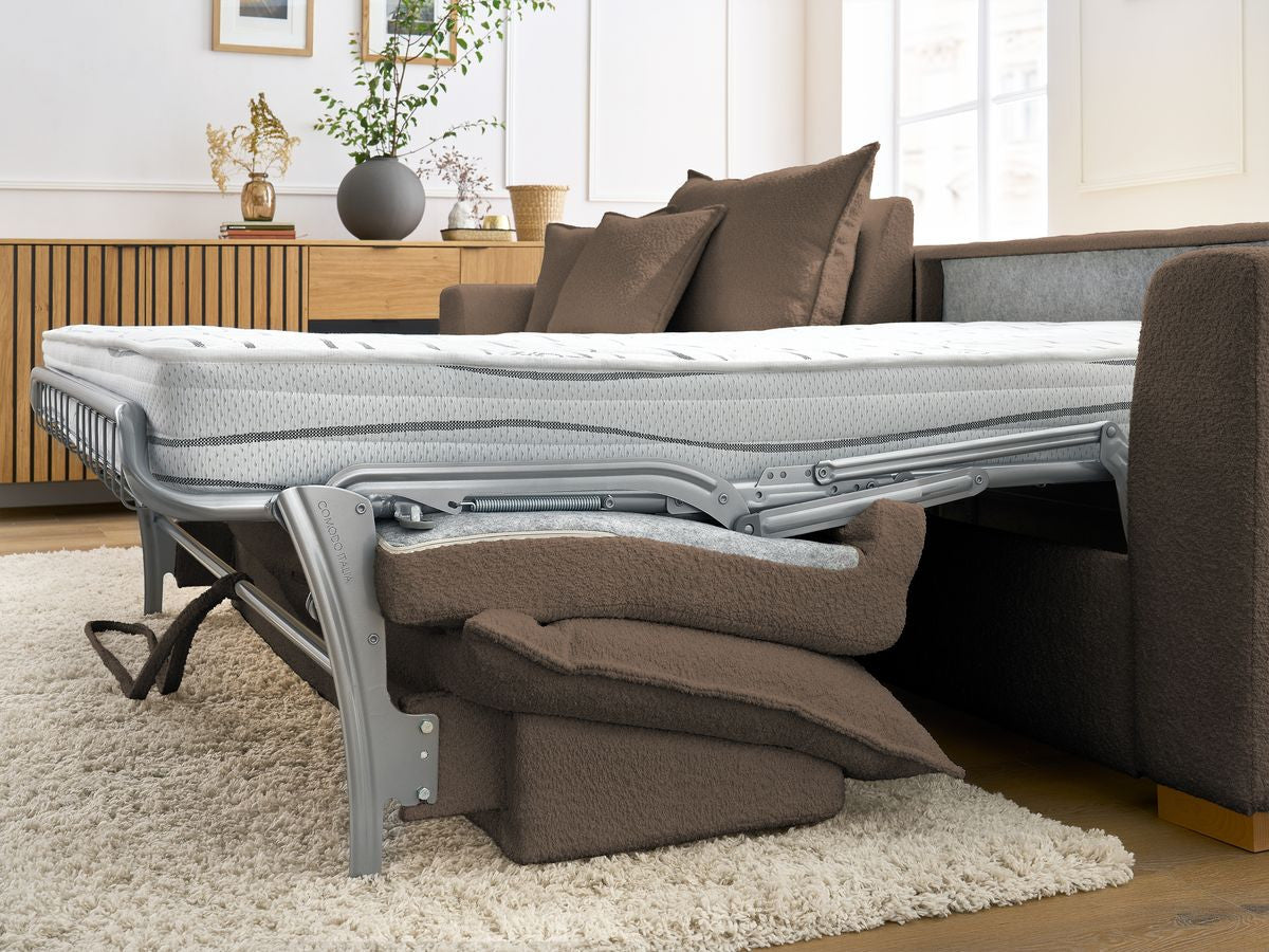 Augustin - Sofá esquinero reversible convertible con apertura exprés - Tejido bouclé