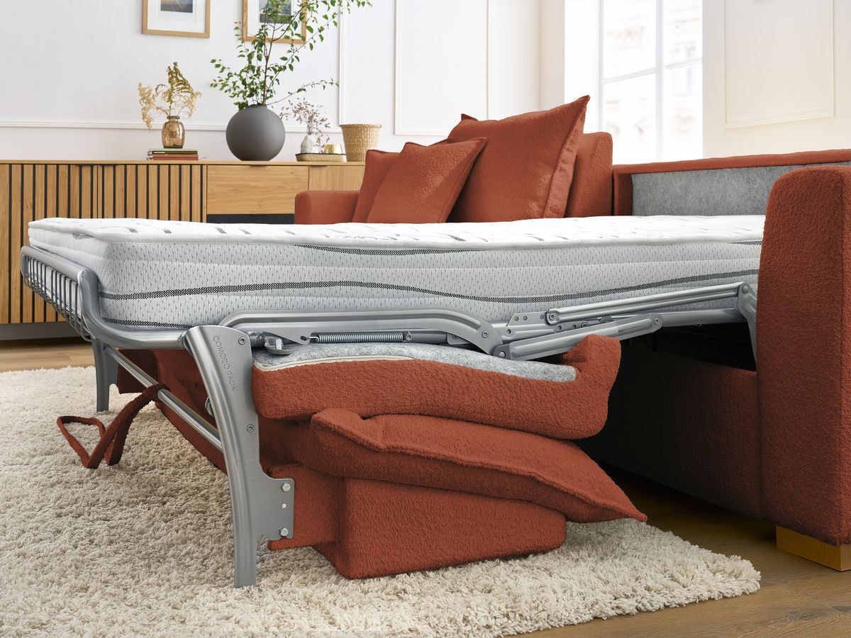 Augustin - Sofá esquinero reversible convertible con apertura exprés - Tejido bouclé