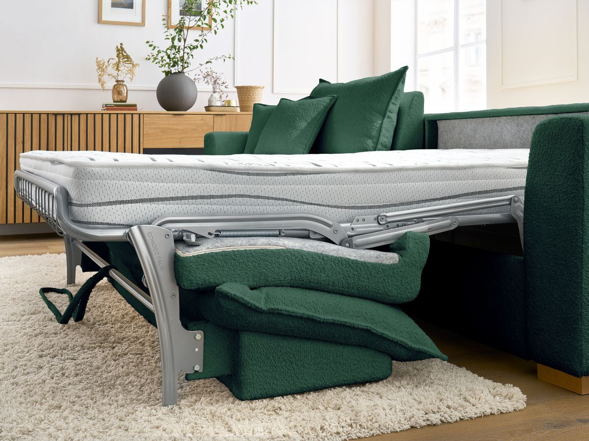 Augustin - Sofá esquinero reversible convertible con apertura exprés - Tejido bouclé