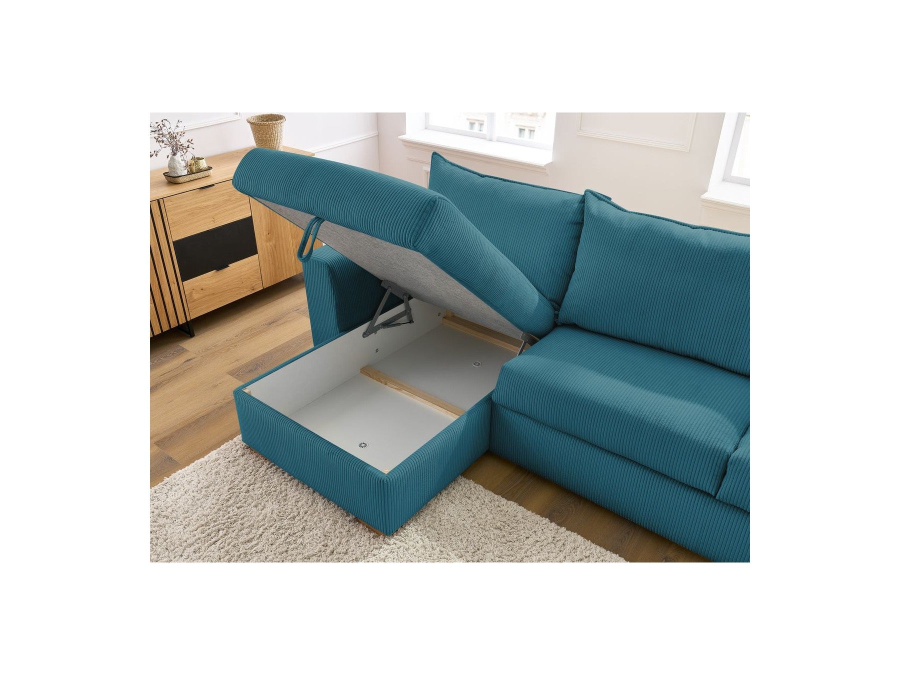 Augustin - Sofá esquinero reversible convertible con apertura exprés - Tejido bouclé