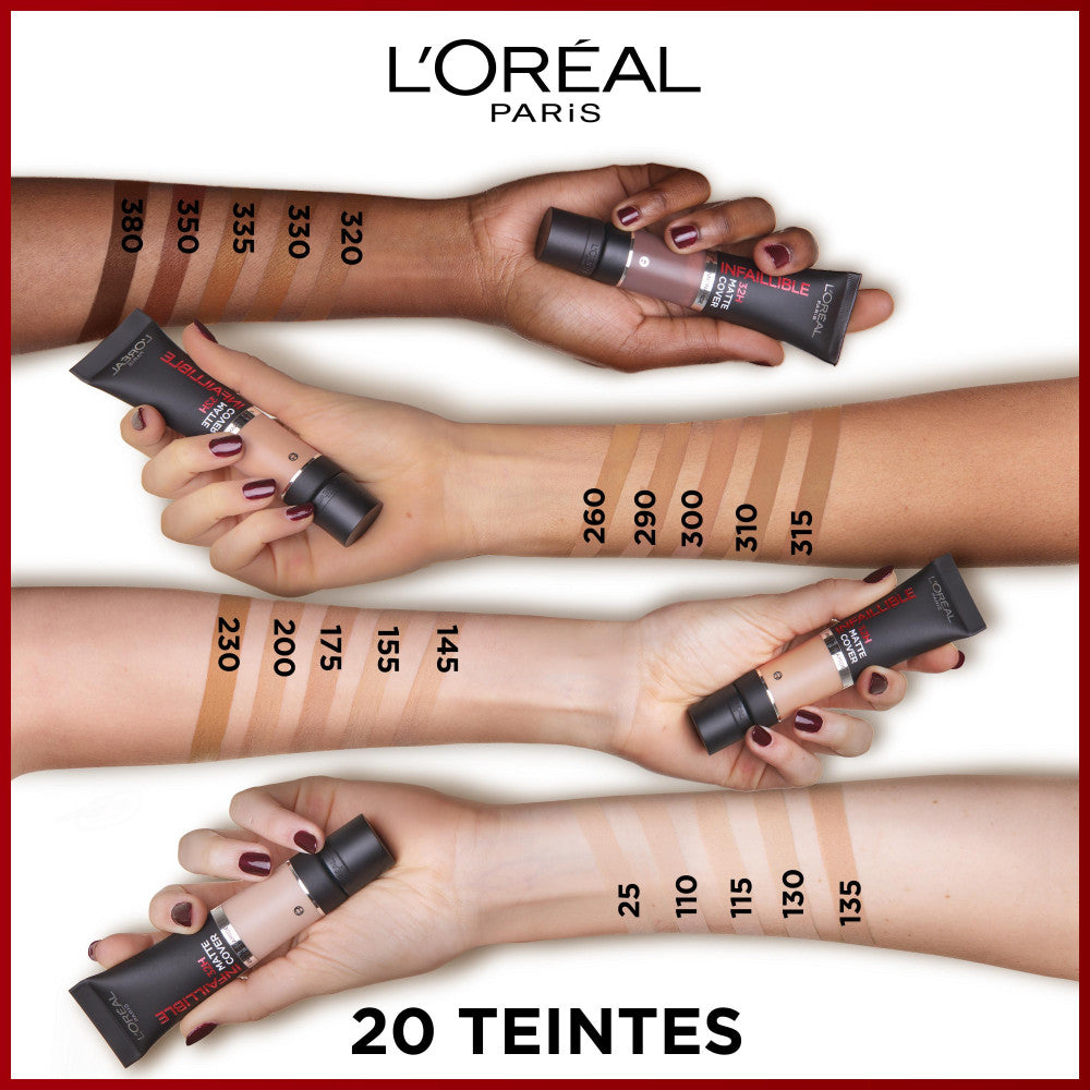 Base de maquillaje Infallible 32H Matte Cover 350 tono dorado
