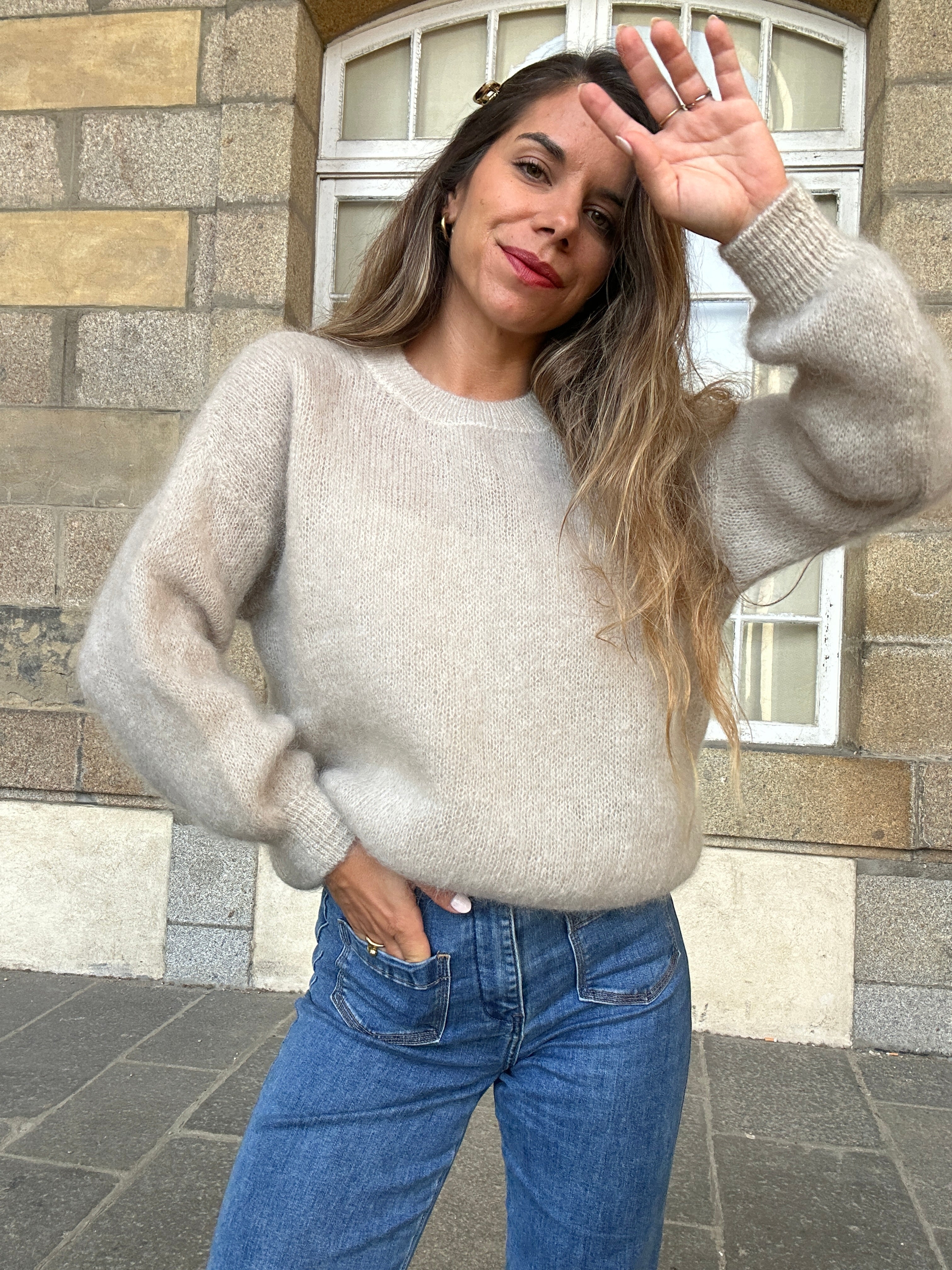 Maille en mohair et laine Gaia beige