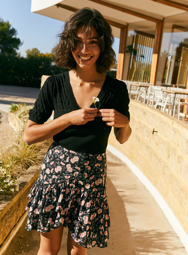Nina Camelia Skirt - Black