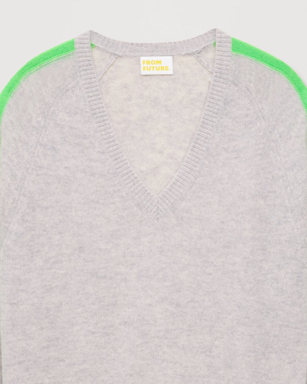 Lightweight Oversized Two-Tone Striped V-Neck Jumper - 1502 Light Mottled Grey - Women