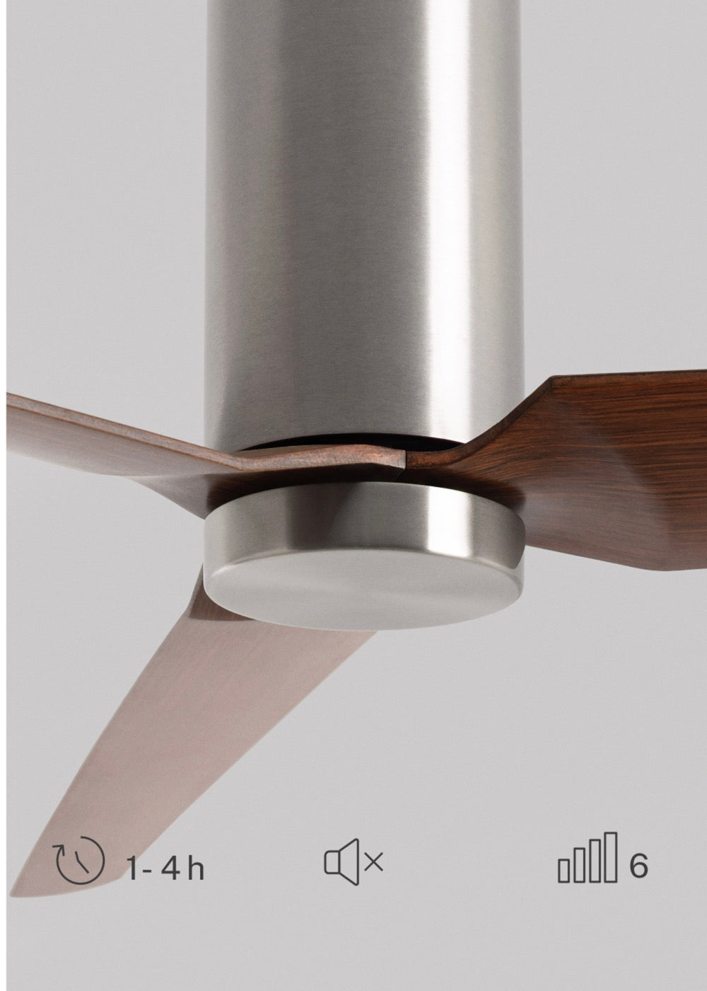 Wind Forma - 45W Quiet Ceiling Fan with Optional Ambient Light - Nickel/Dark Wood Effect