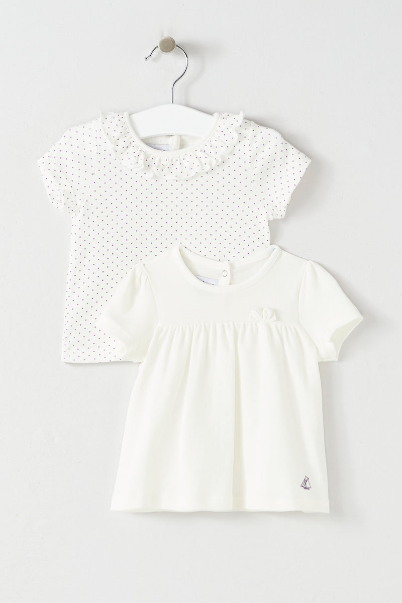 2 Camisetas - Blanco - Bebé Niña