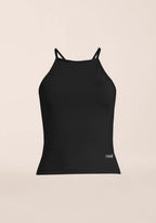 Built-In-Bra Halterneck Tank - Black