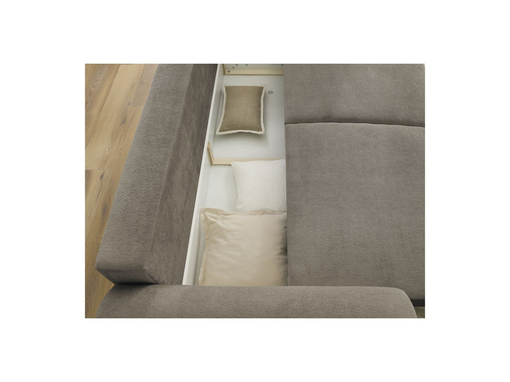 Canapé Droit Convertible Coffre Lucien - Tissu Lisse