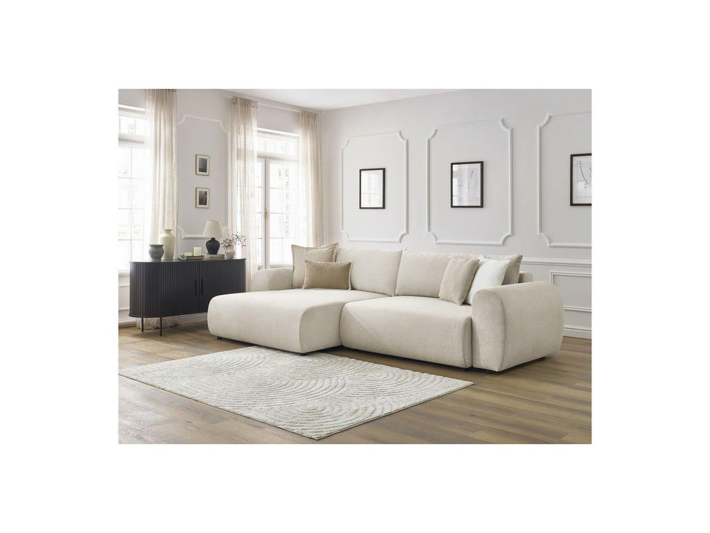 Canapé D'Angle Convertible Coffre Lucien - Tissu Lisse - Angle Gauche