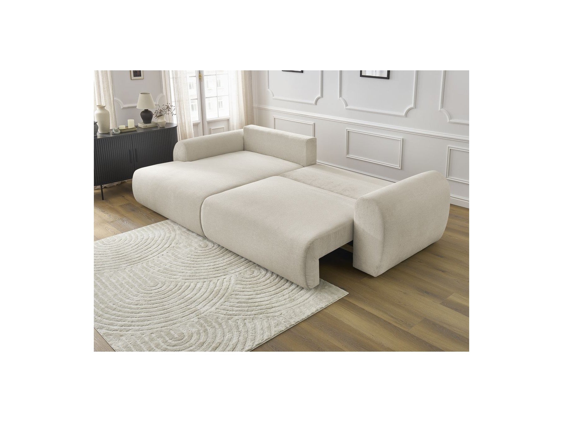 Canapé D'Angle Convertible Coffre Lucien - Tissu Lisse - Angle Gauche