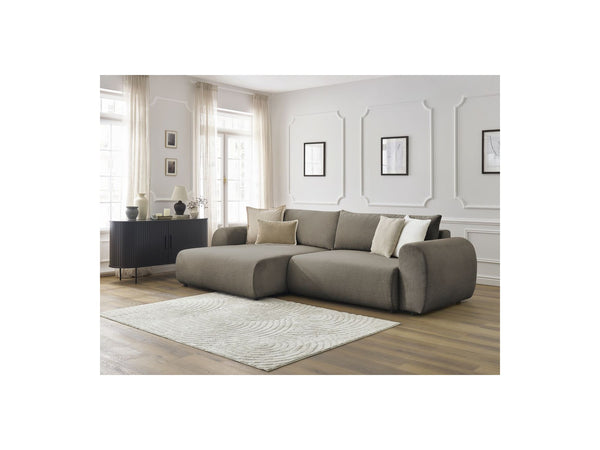 Lucien - Convertible Corner Sofa Bed with Storage - Smooth Fabric - Left-Hand Corner