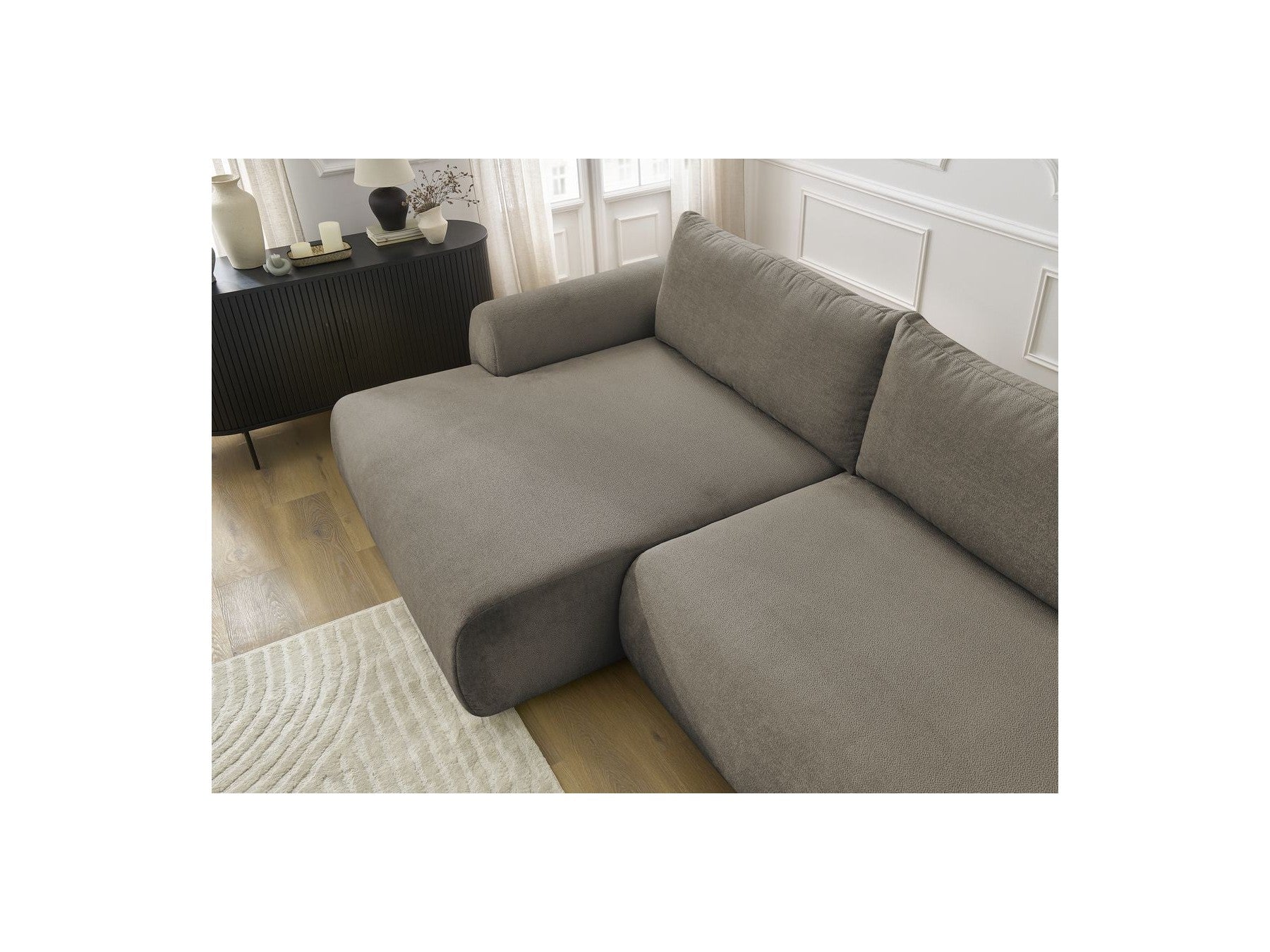 Canapé D'Angle Convertible Coffre Lucien - Tissu Lisse - Angle Gauche