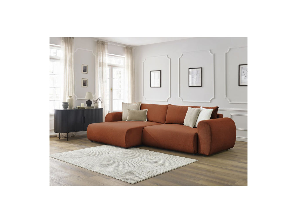 Canapé D'Angle Convertible Coffre Lucien - Tissu Lisse - Angle Gauche