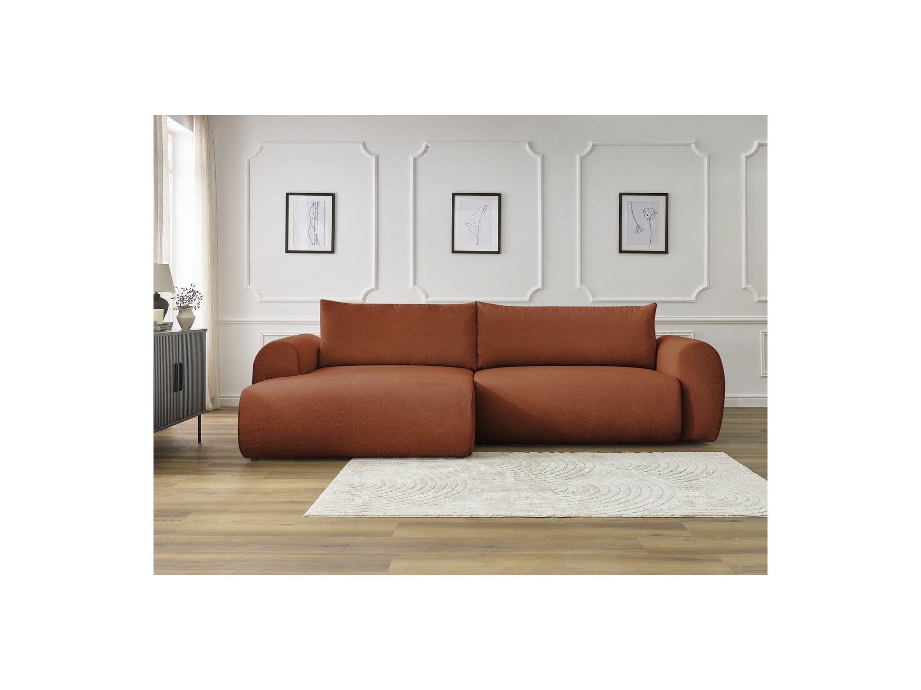 Canapé D'Angle Convertible Coffre Lucien - Tissu Lisse - Angle Gauche