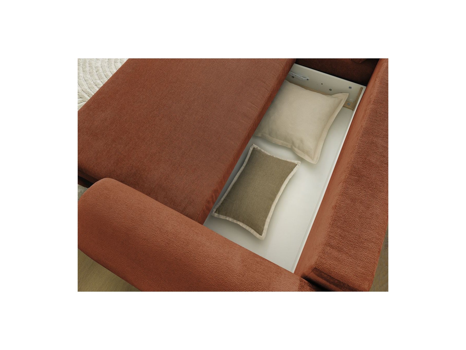 Canapé D'Angle Convertible Coffre Lucien - Tissu Lisse - Angle Gauche