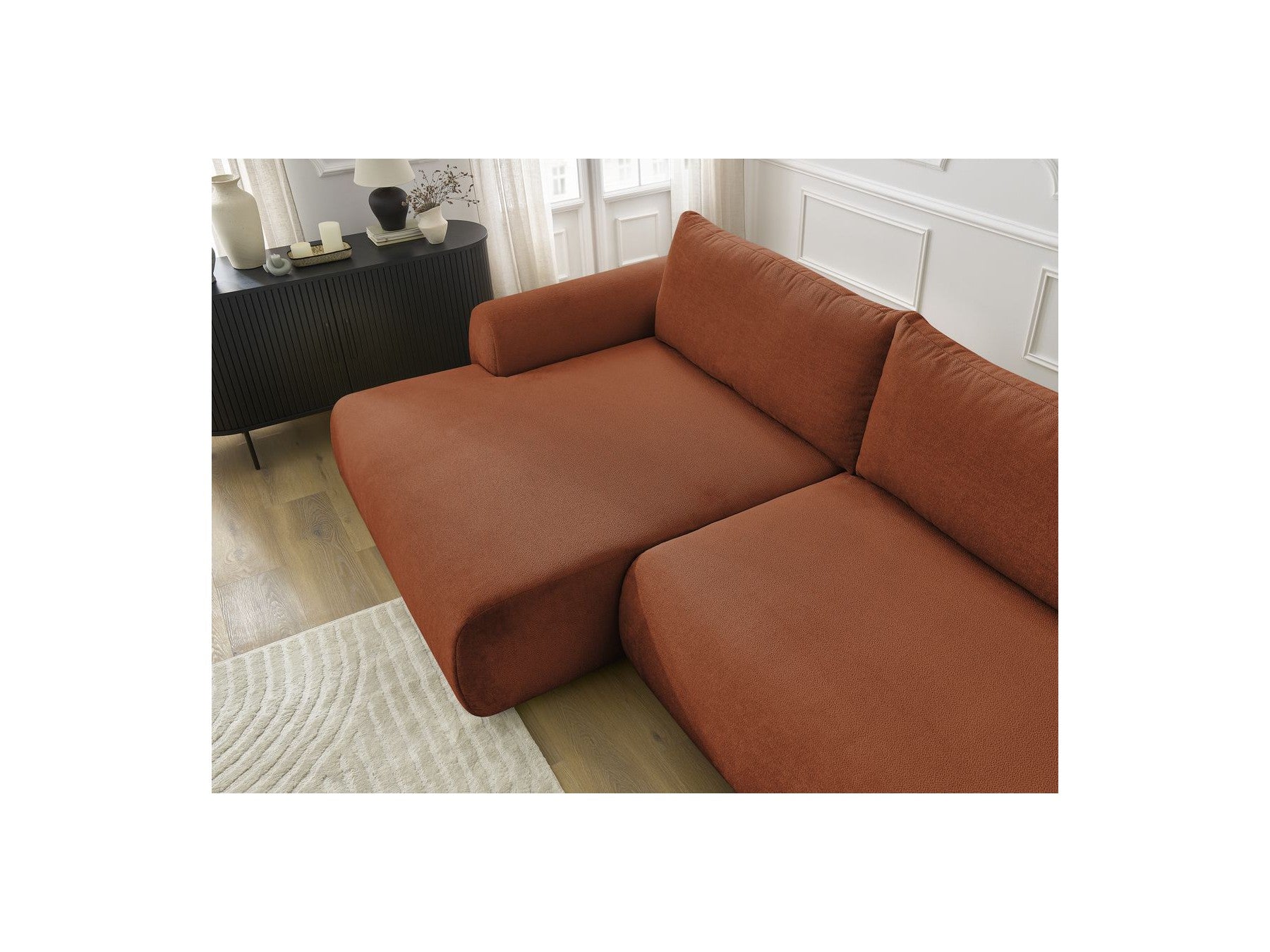 Canapé D'Angle Convertible Coffre Lucien - Tissu Lisse - Angle Gauche