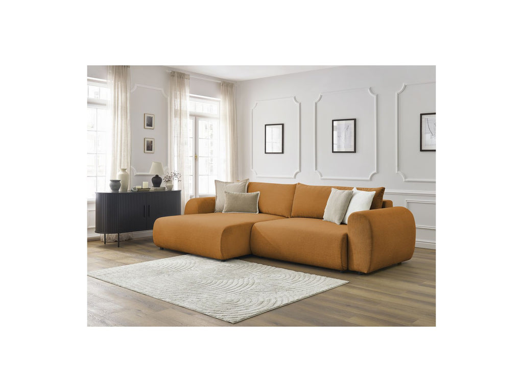 Canapé D'Angle Convertible Coffre Lucien - Tissu Lisse - Angle Gauche