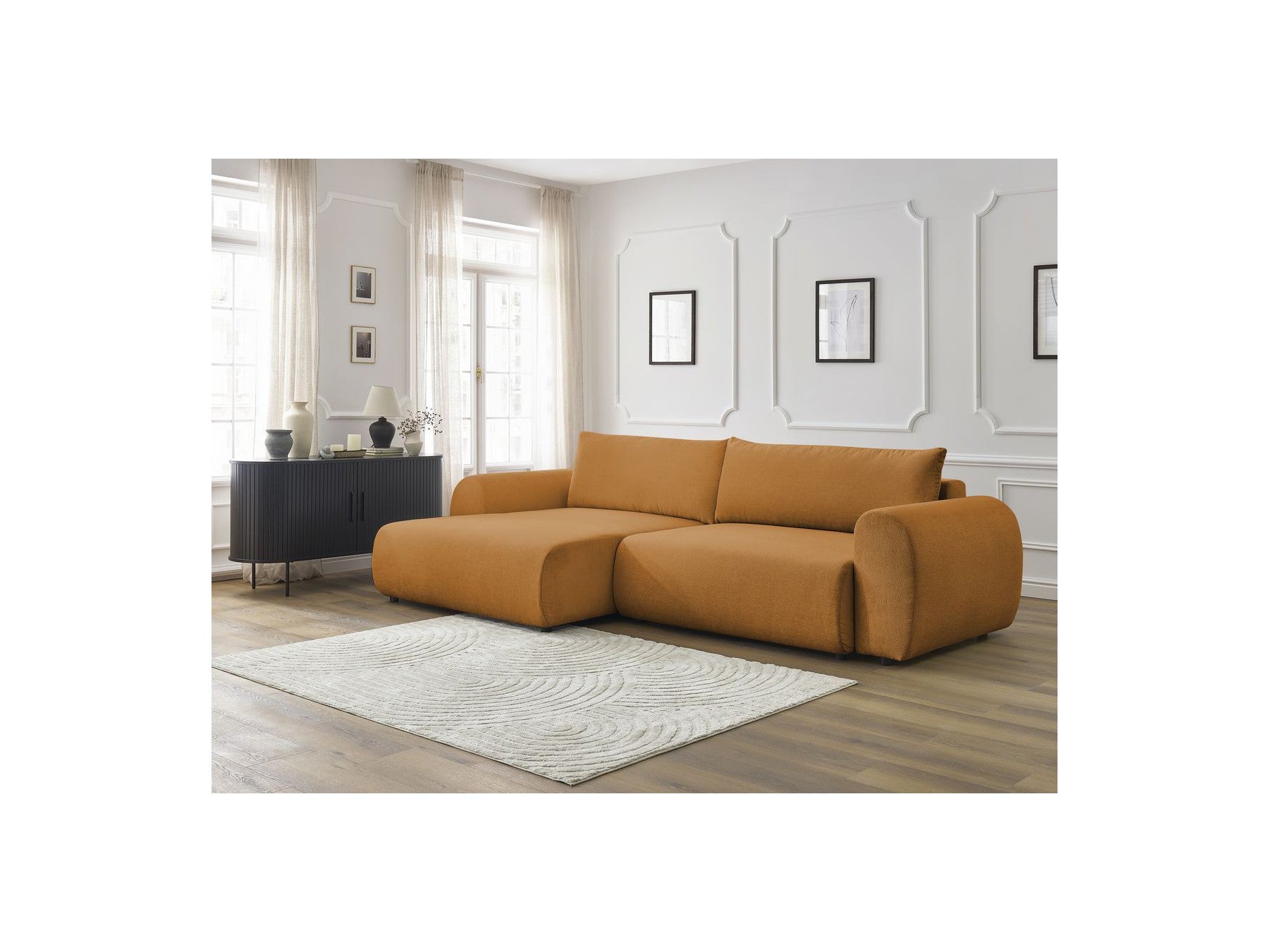 Canapé D'Angle Convertible Coffre Lucien - Tissu Lisse - Angle Gauche