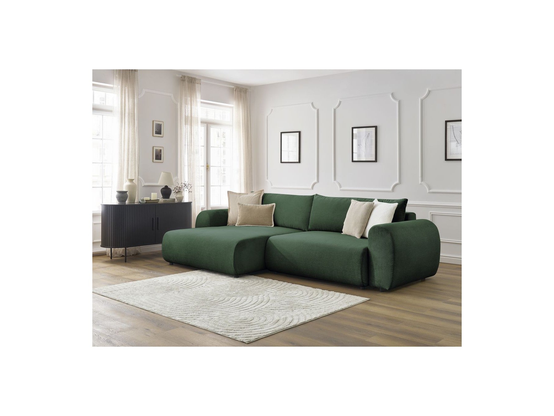 Canapé D'Angle Convertible Coffre Lucien - Tissu Lisse - Angle Gauche