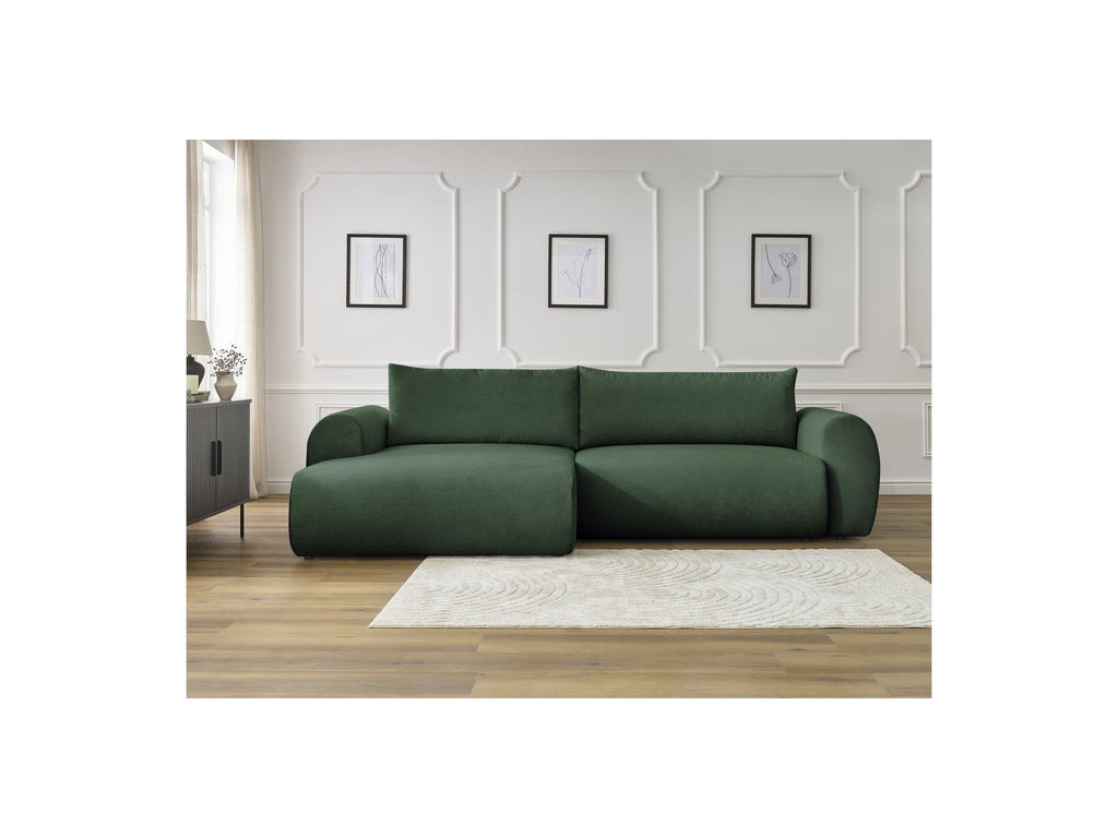 Canapé D'Angle Convertible Coffre Lucien - Tissu Lisse - Angle Gauche