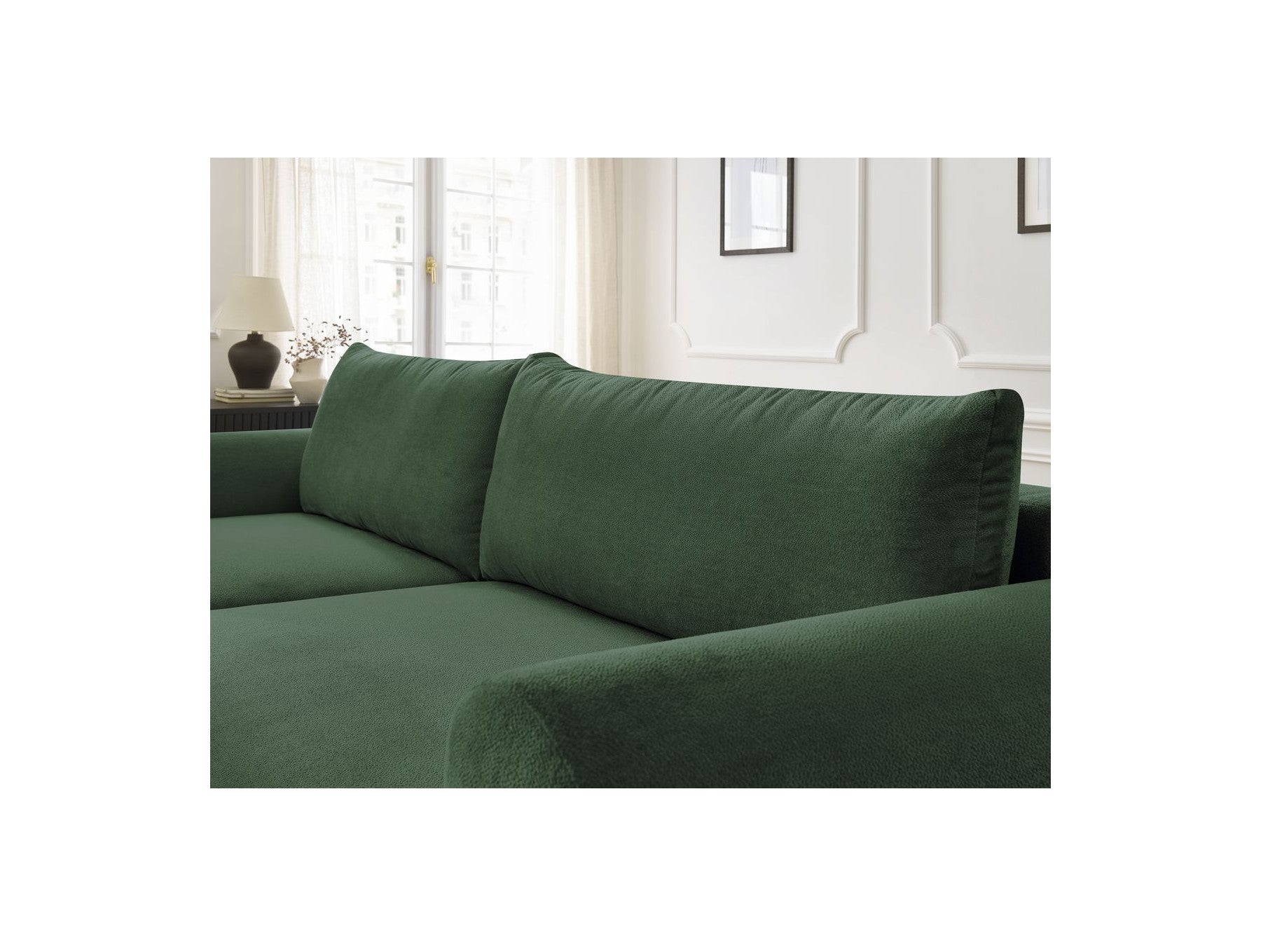 Canapé D'Angle Convertible Coffre Lucien - Tissu Lisse - Angle Gauche