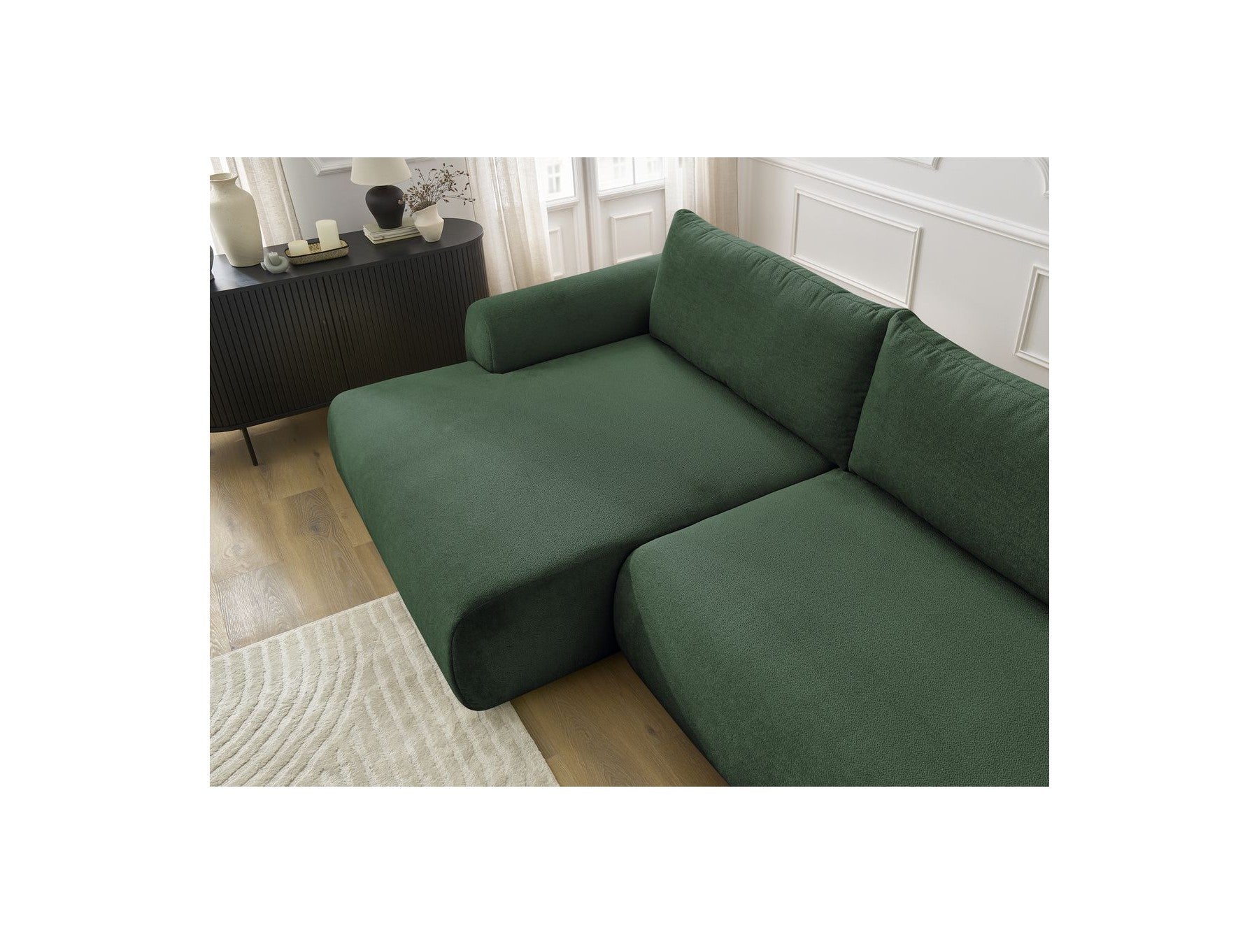 Canapé D'Angle Convertible Coffre Lucien - Tissu Lisse - Angle Gauche