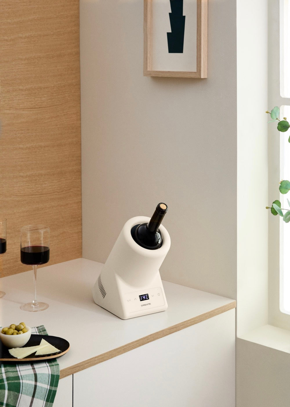 Bottle Cooler - Enfriador De Botellas De Vino Con Temperatura Regulable - Blanco Roto