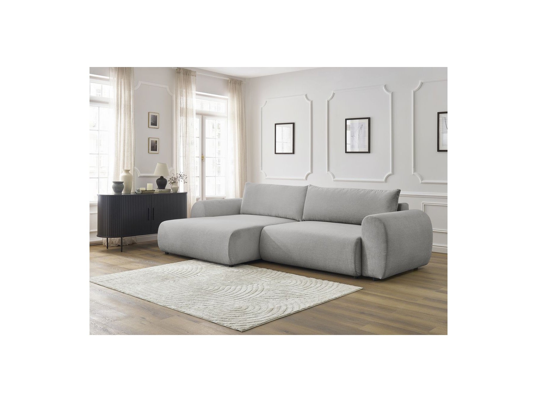 Canapé D'Angle Convertible Coffre Lucien - Tissu Lisse - Angle Gauche