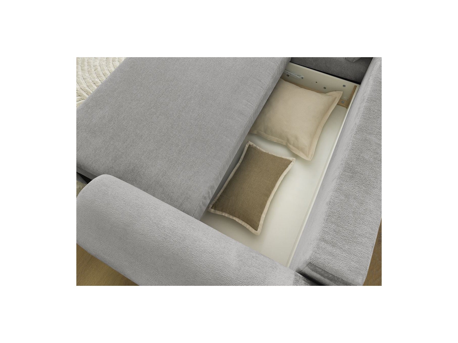 Canapé D'Angle Convertible Coffre Lucien - Tissu Lisse - Angle Gauche