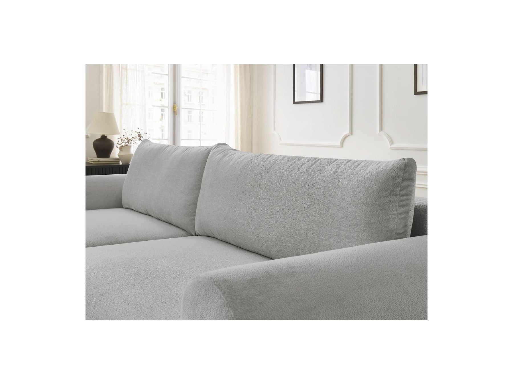 Canapé D'Angle Convertible Coffre Lucien - Tissu Lisse - Angle Gauche