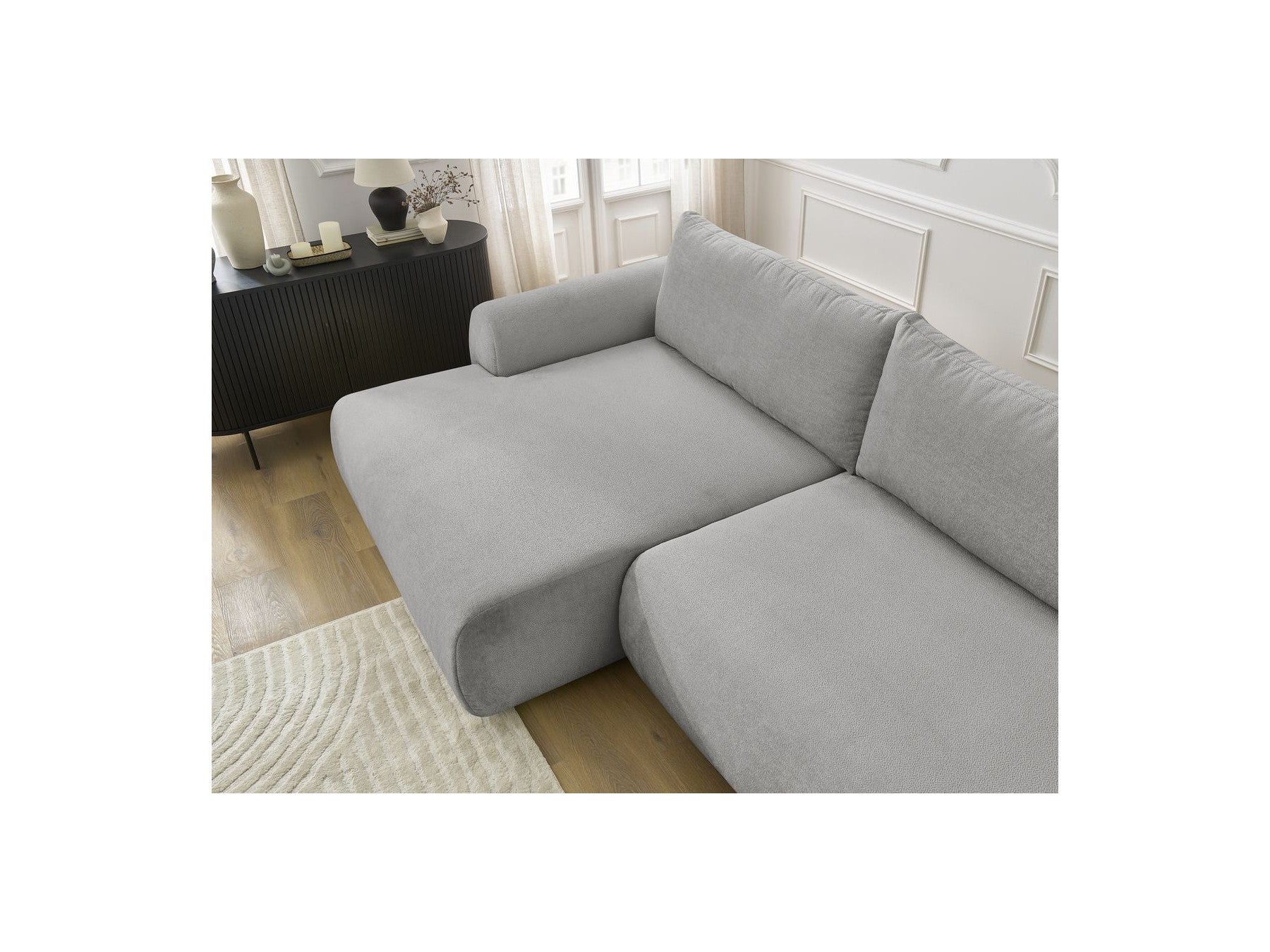 Canapé D'Angle Convertible Coffre Lucien - Tissu Lisse - Angle Gauche