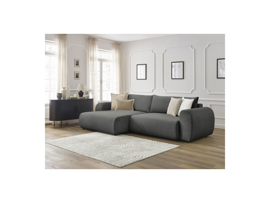 Canapé D'Angle Convertible Coffre Lucien - Tissu Lisse - Angle Gauche