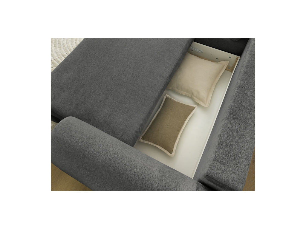 Canapé D'Angle Convertible Coffre Lucien - Tissu Lisse - Angle Gauche