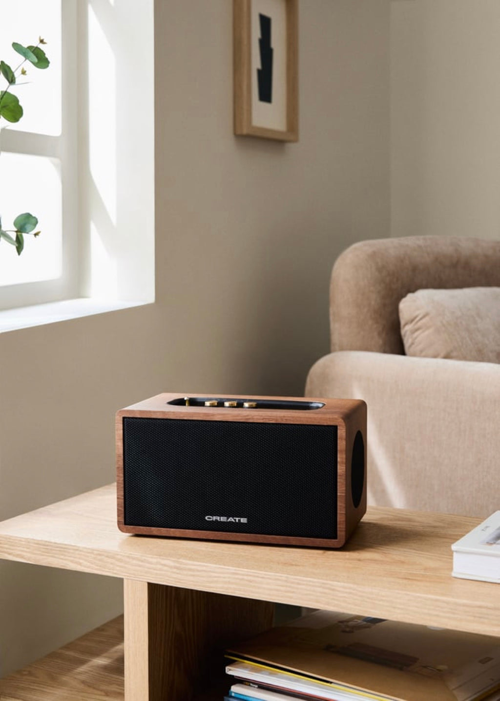 Speaker Retro - Enceinte Portable 55W Bluetooth, USB & AUX - Bois foncé