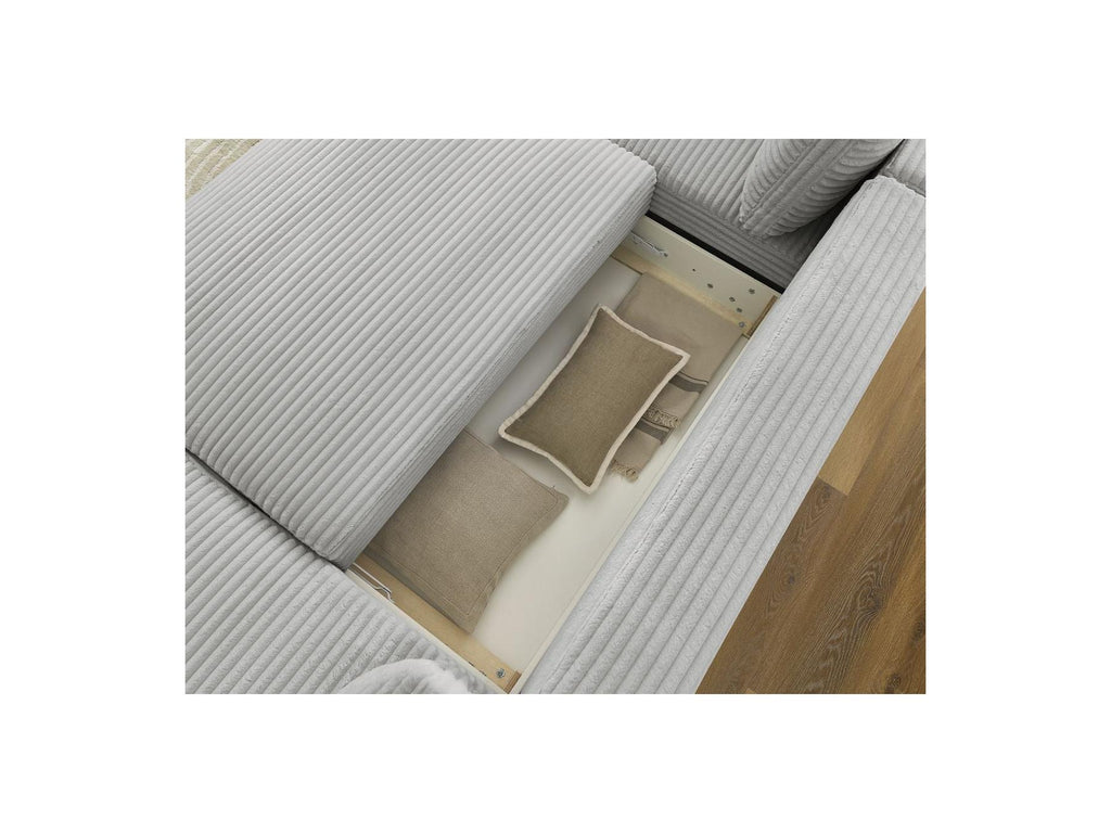 Lucien - Canapé Panoramique Convertible Coffre - Gros Côtelé Doux - Angle Droit
