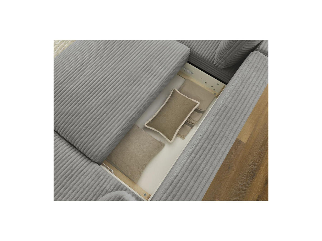 Lucien - Canapé Panoramique Convertible Coffre - Gros Côtelé Doux - Angle Droit