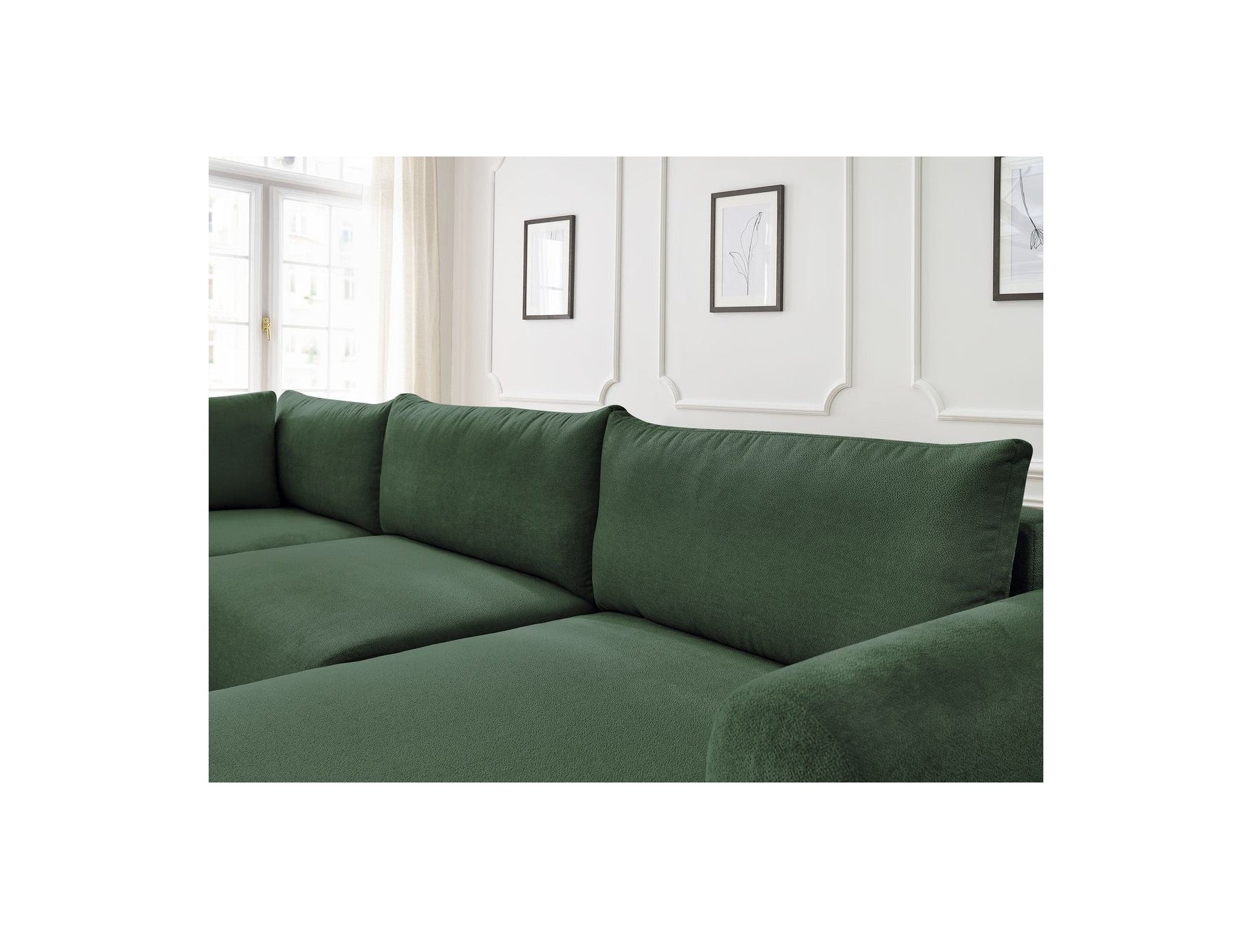 Canapé Panoramique Convertible Coffre - Lucien - Tissu Lisse - Angle Droit