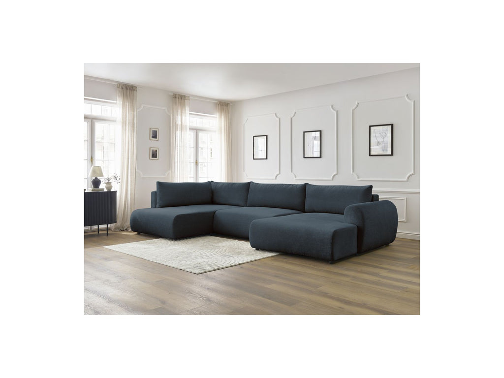 Canapé Panoramique Convertible Coffre - Lucien - Tissu Lisse - Angle Droit