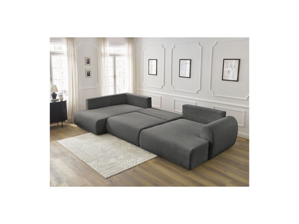 Canapé Panoramique Convertible Coffre - Lucien - Tissu Lisse - Angle Droit