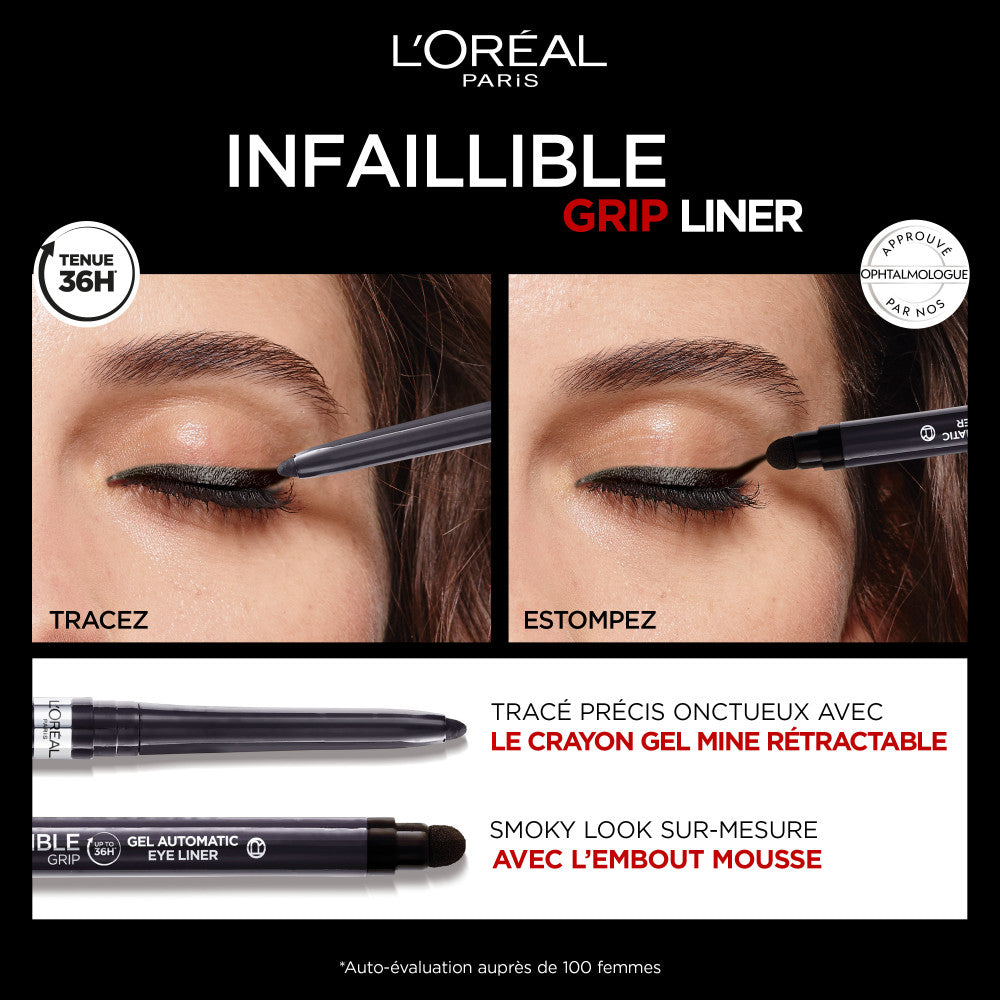Infallible Grip Liner Gel Automático Gris Topo