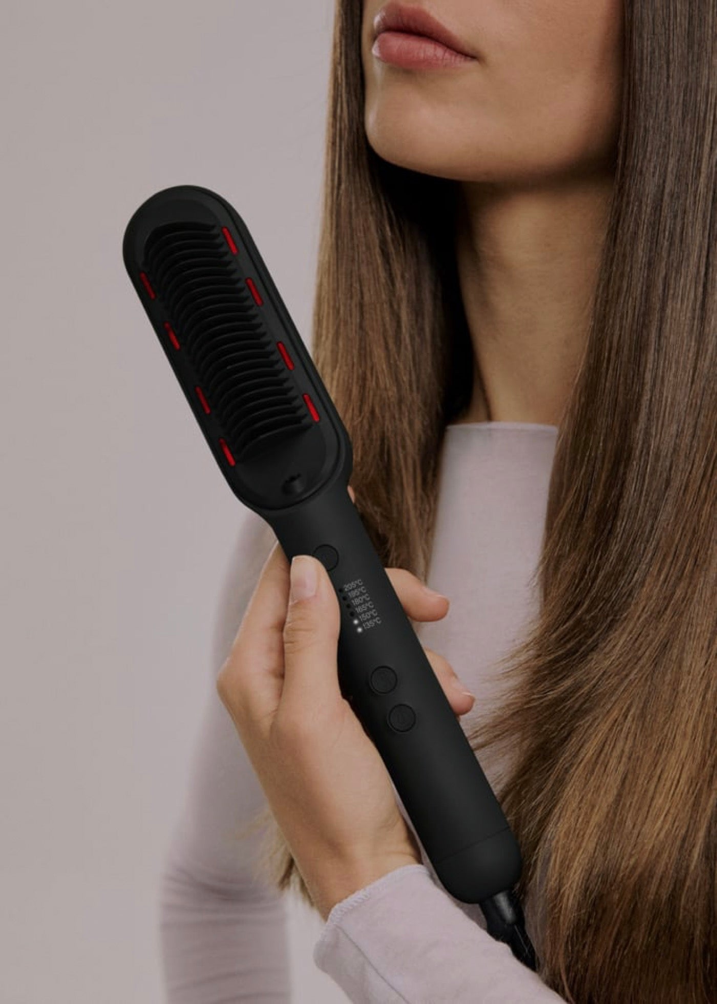 Ion LED Styler - Ionic Straightening Brush with LED Treatment - Black