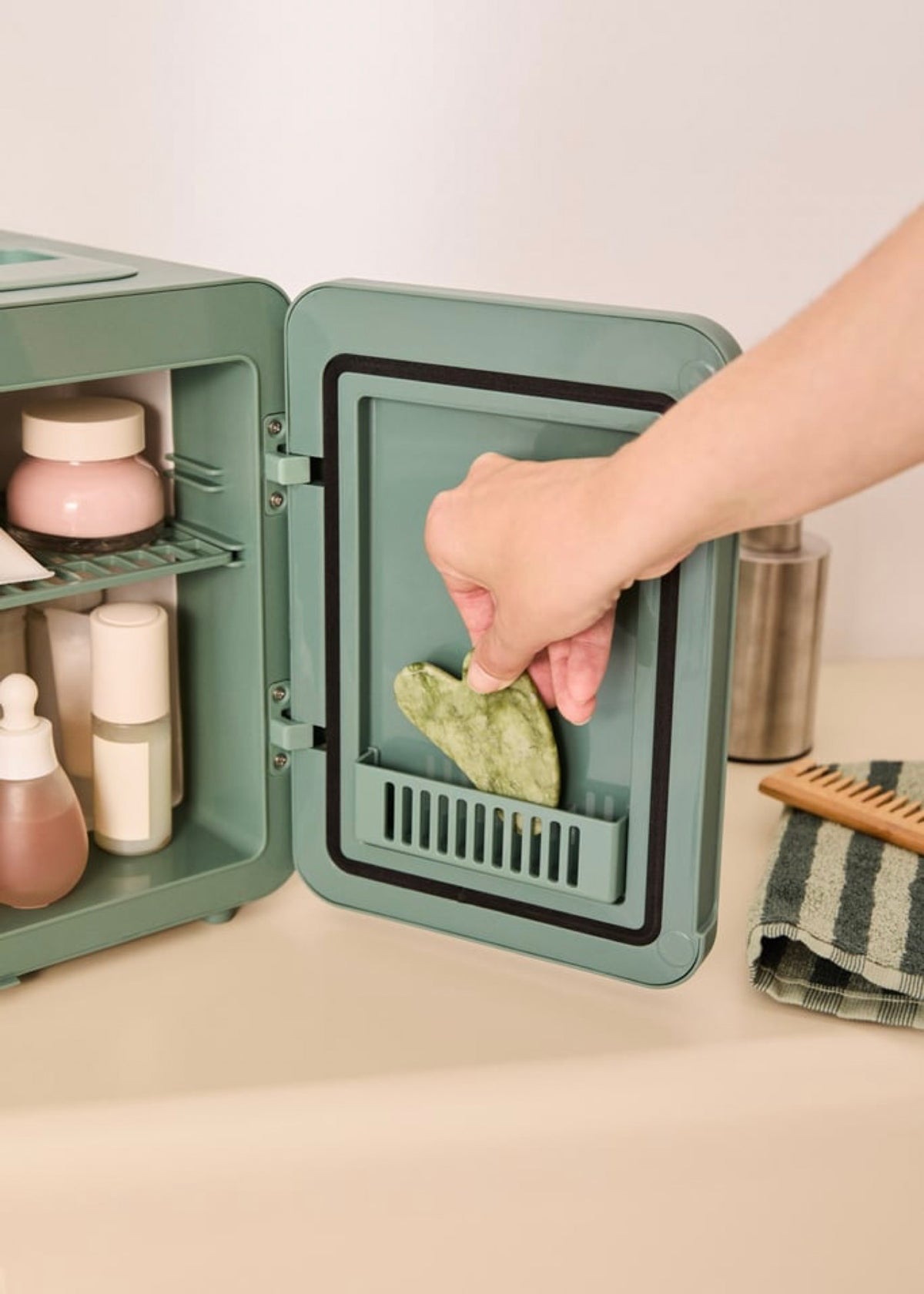 Skincare Mini Fridge - Mini Frigo Cosmétique 4L Fonction Chaud/Froid - Sauge